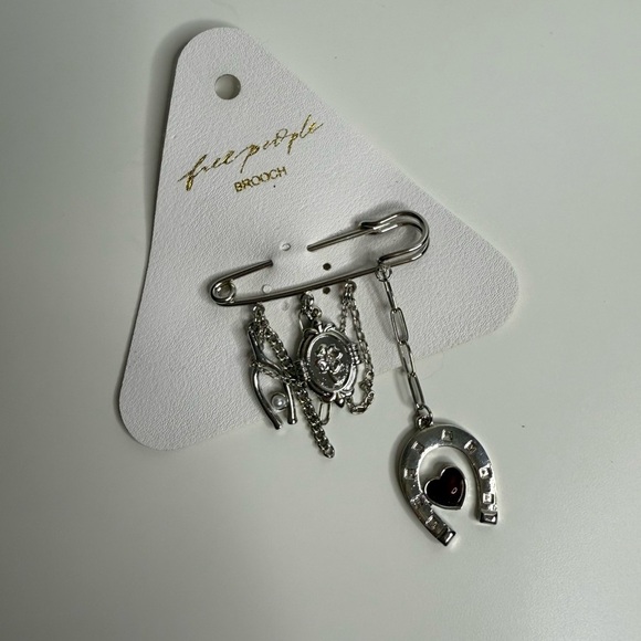 Free People Total Eclipse Silver Lucky charms Brooch Pin NWT - Picture 3 of 4